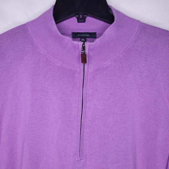 Turtleson Sweater Mens XL Purple 1/4 Zip Pima Cotton - Picture 2 of 11